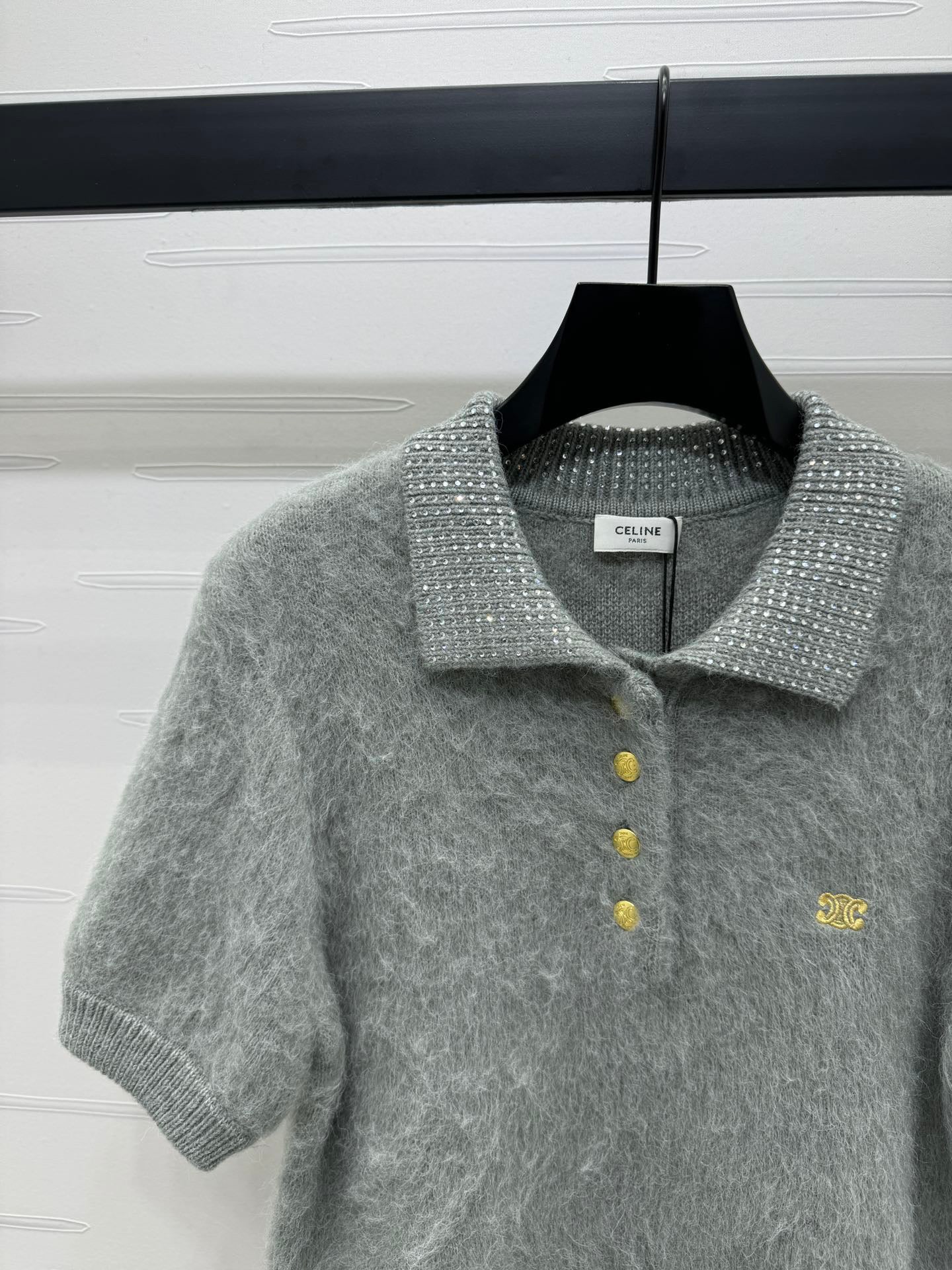 mohair lapel sweater short sleeve