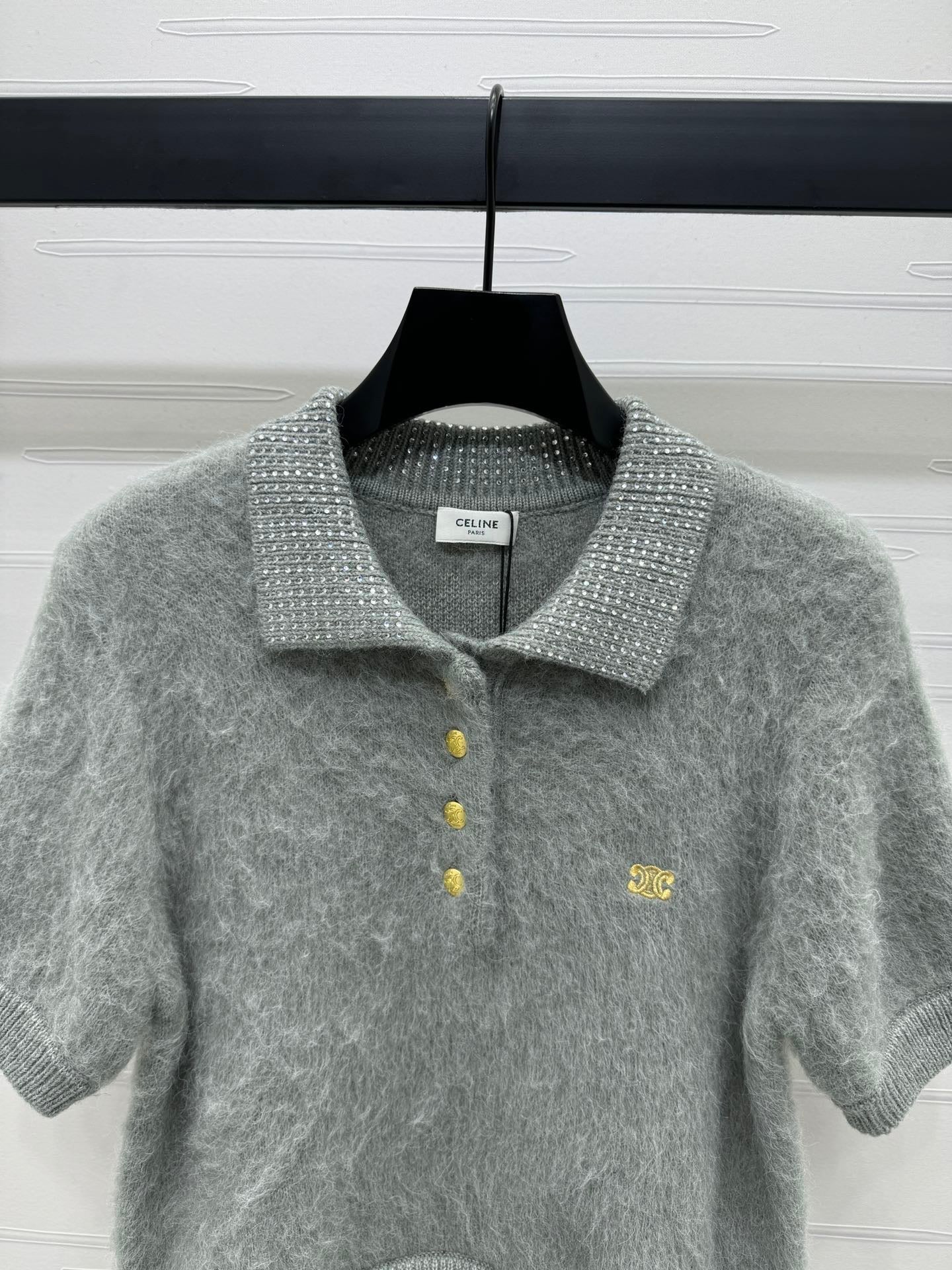 mohair lapel sweater short sleeve