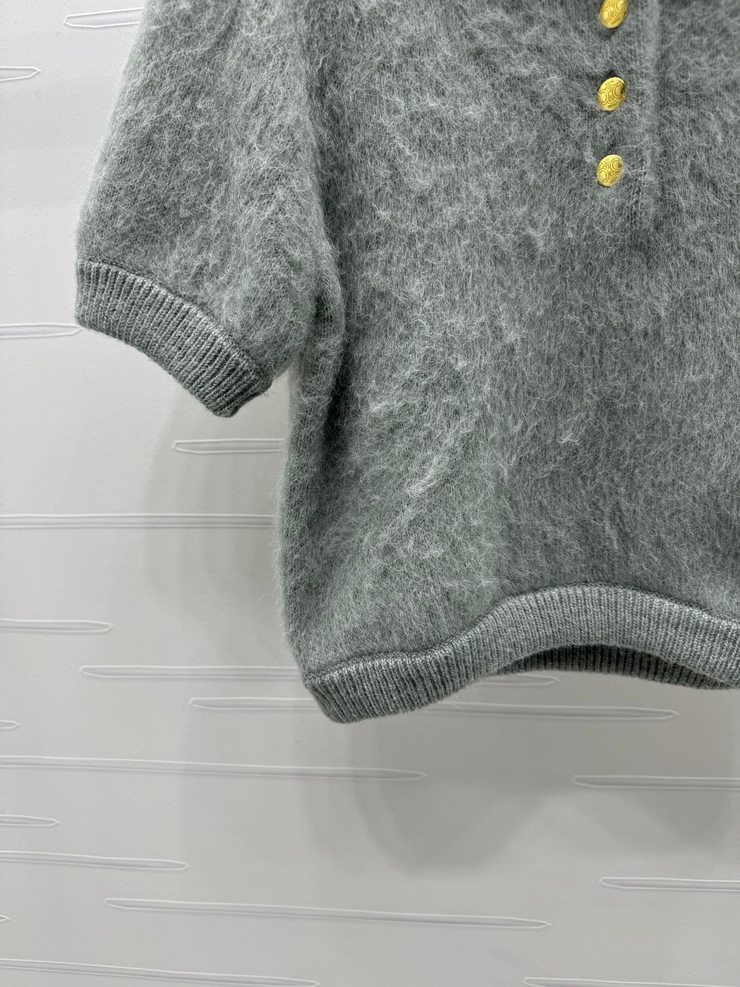 mohair lapel sweater short sleeve