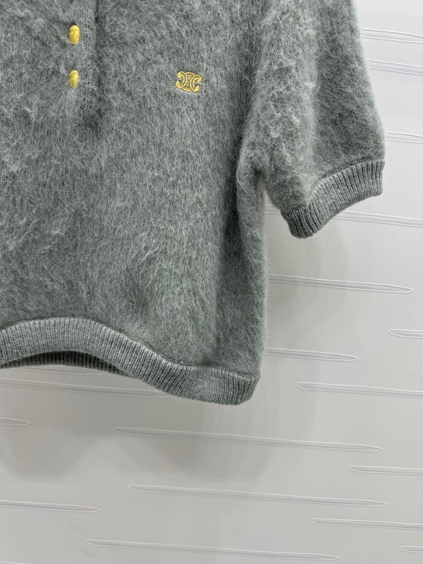 mohair lapel sweater short sleeve