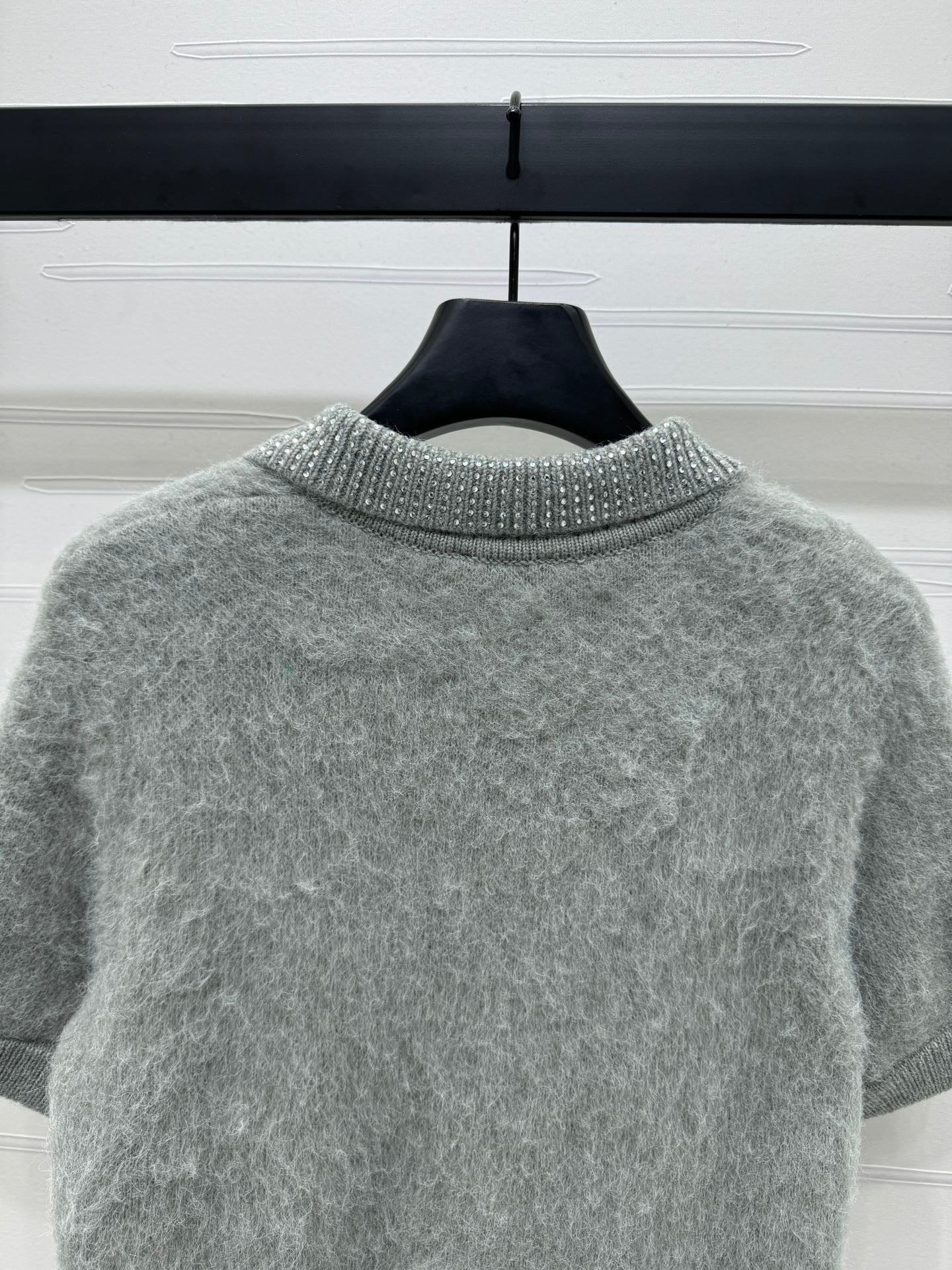 mohair lapel sweater short sleeve