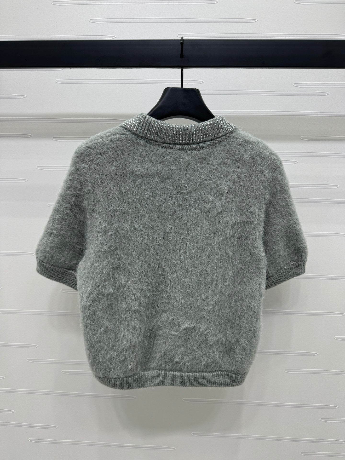 mohair lapel sweater short sleeve