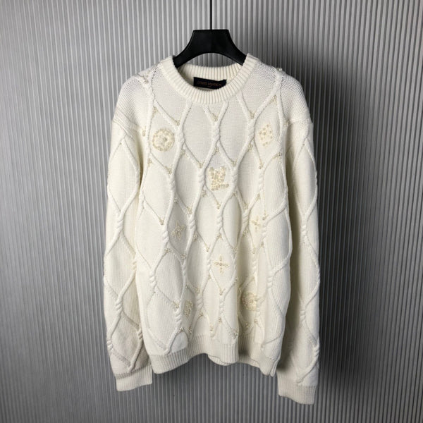 New Arrival Cable Knit Merino Wool Blend Crewneck Sweater