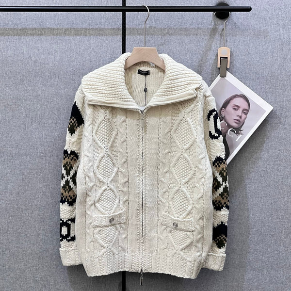 New autumn and winter printed wool zipper jacket