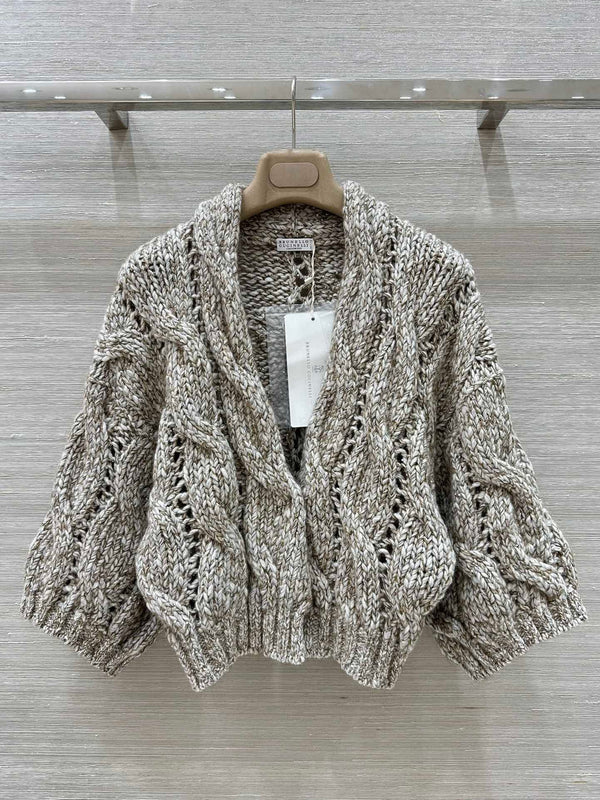 Old money style knitted cardigan outfit