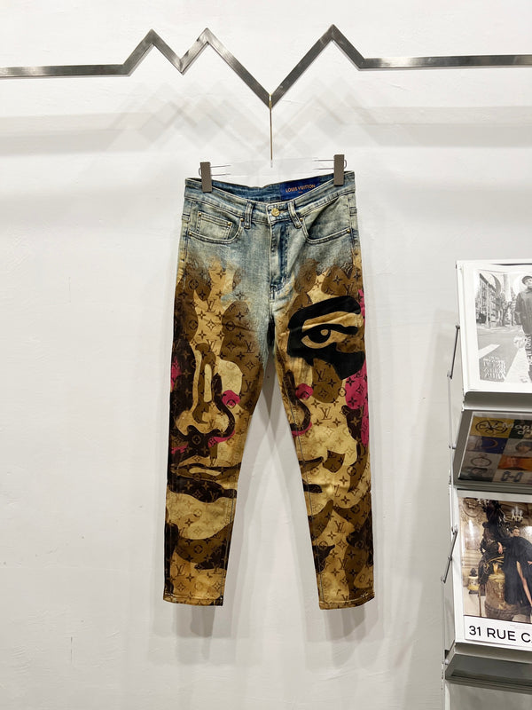 Vintage Fire Cloud Eye Personalized Jeans