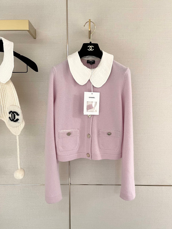 Pink doll collar cardigan