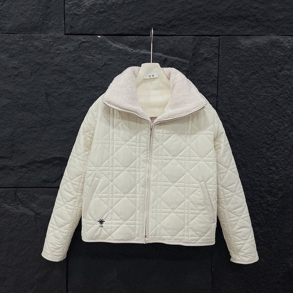 Embroidered honeycomb diamond patterned jacket