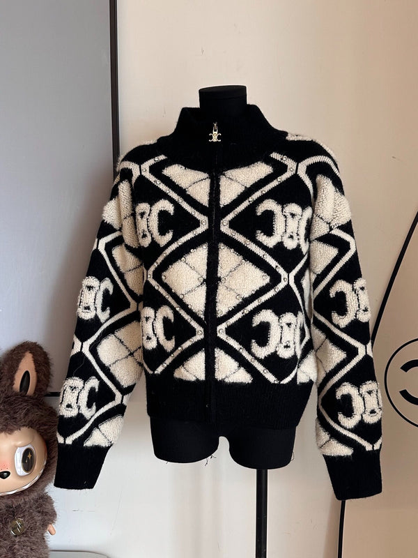 Color blocking hot stamping lamb wool zipper jacket