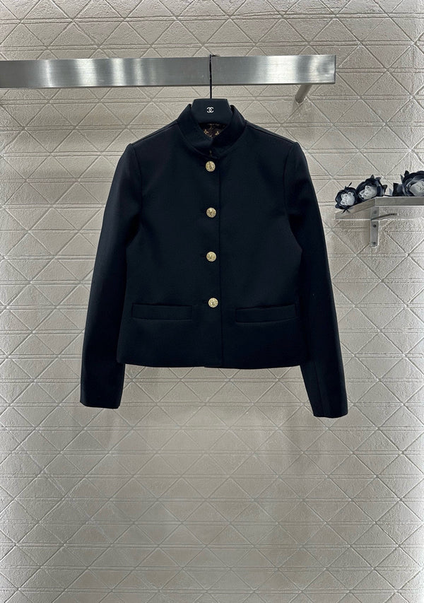 Stand up collar slim fit suit+pants set