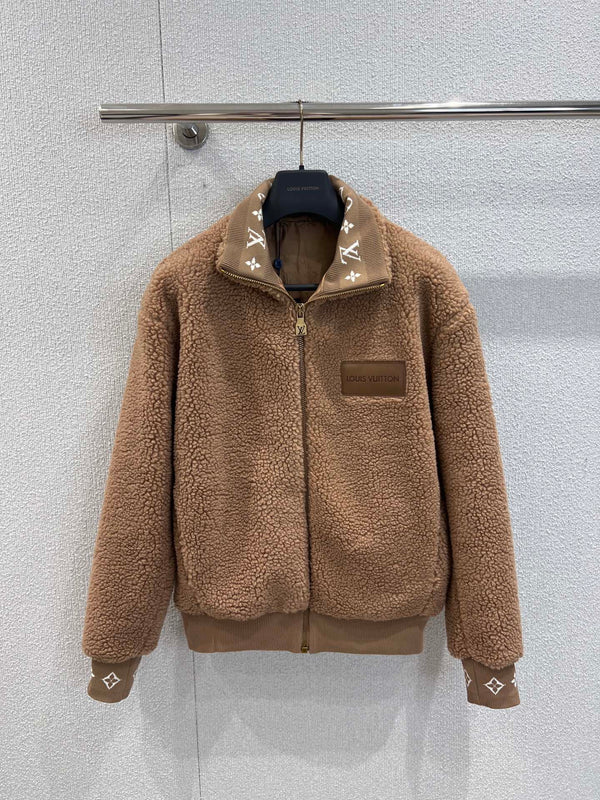 New autumn and winter threaded stand collar granular velvet jacket