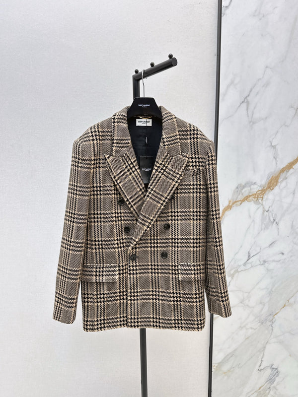 Vintage plaid silhouette suit jacket