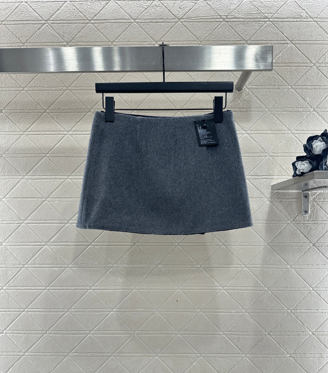 Reversible high-waisted A-line skirt with front panel