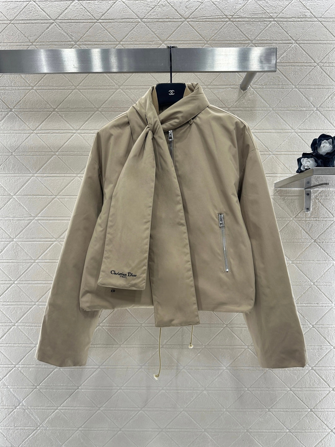 Scarf-collar padded cotton jacket