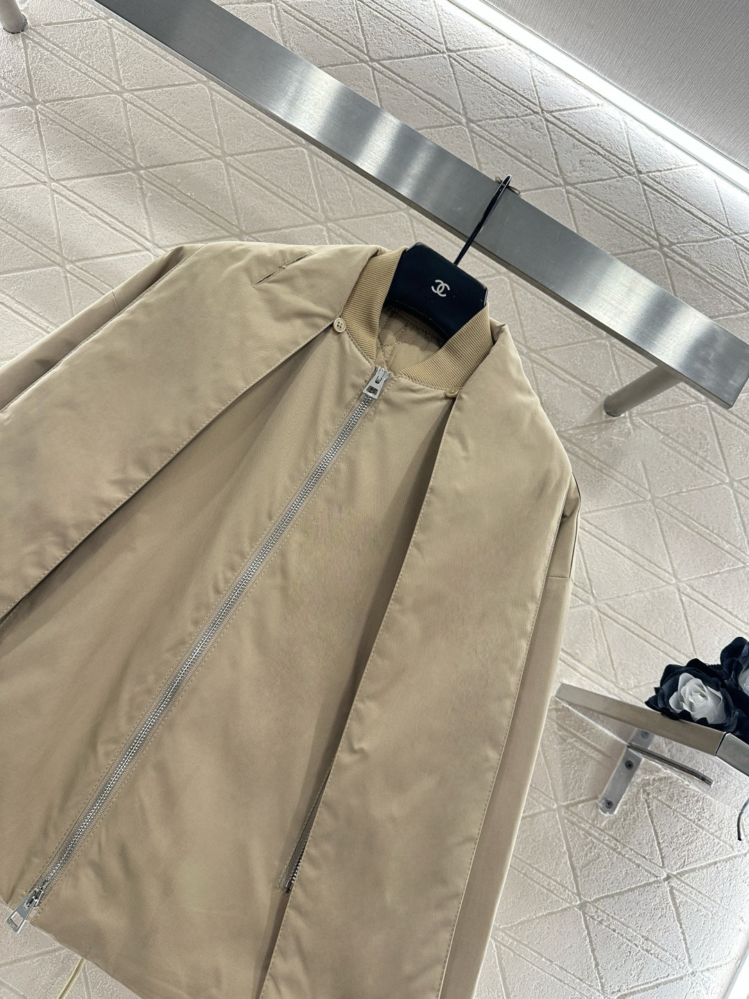 Scarf-collar padded cotton jacket