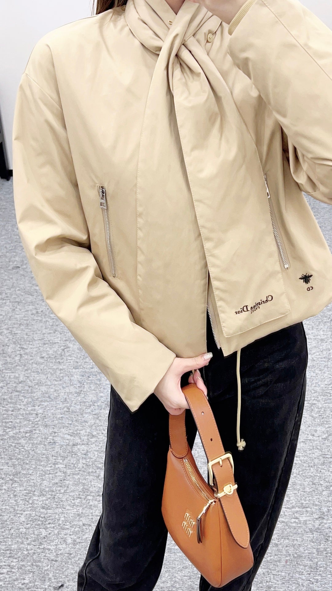 Scarf-collar padded cotton jacket