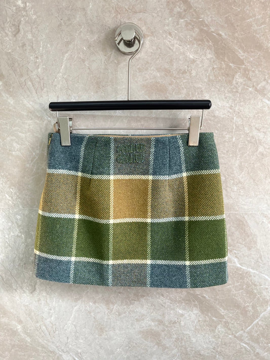 New checkered split-hem mini skirt