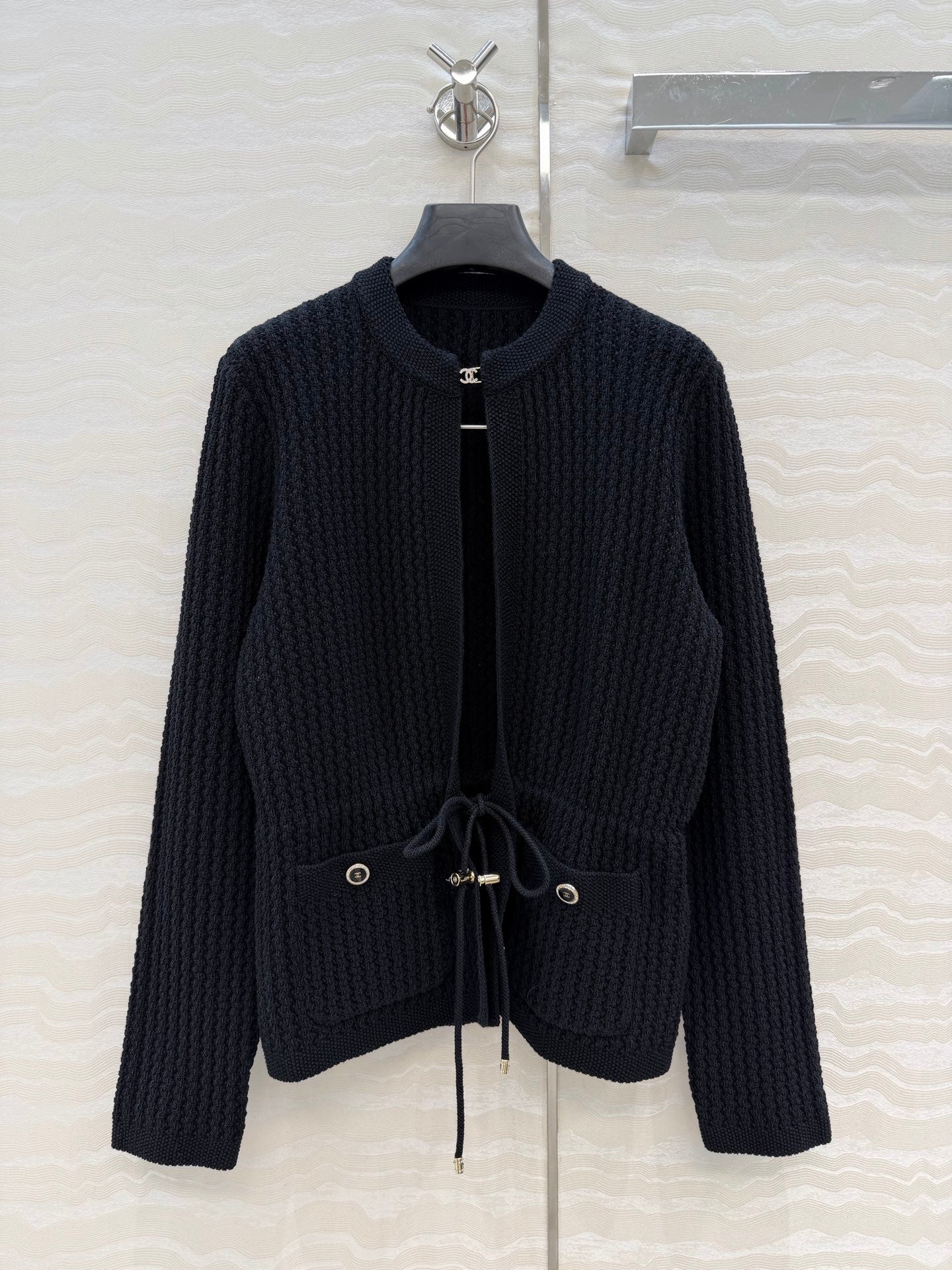 Rhinestone-embellished button-down cardigan jacket
