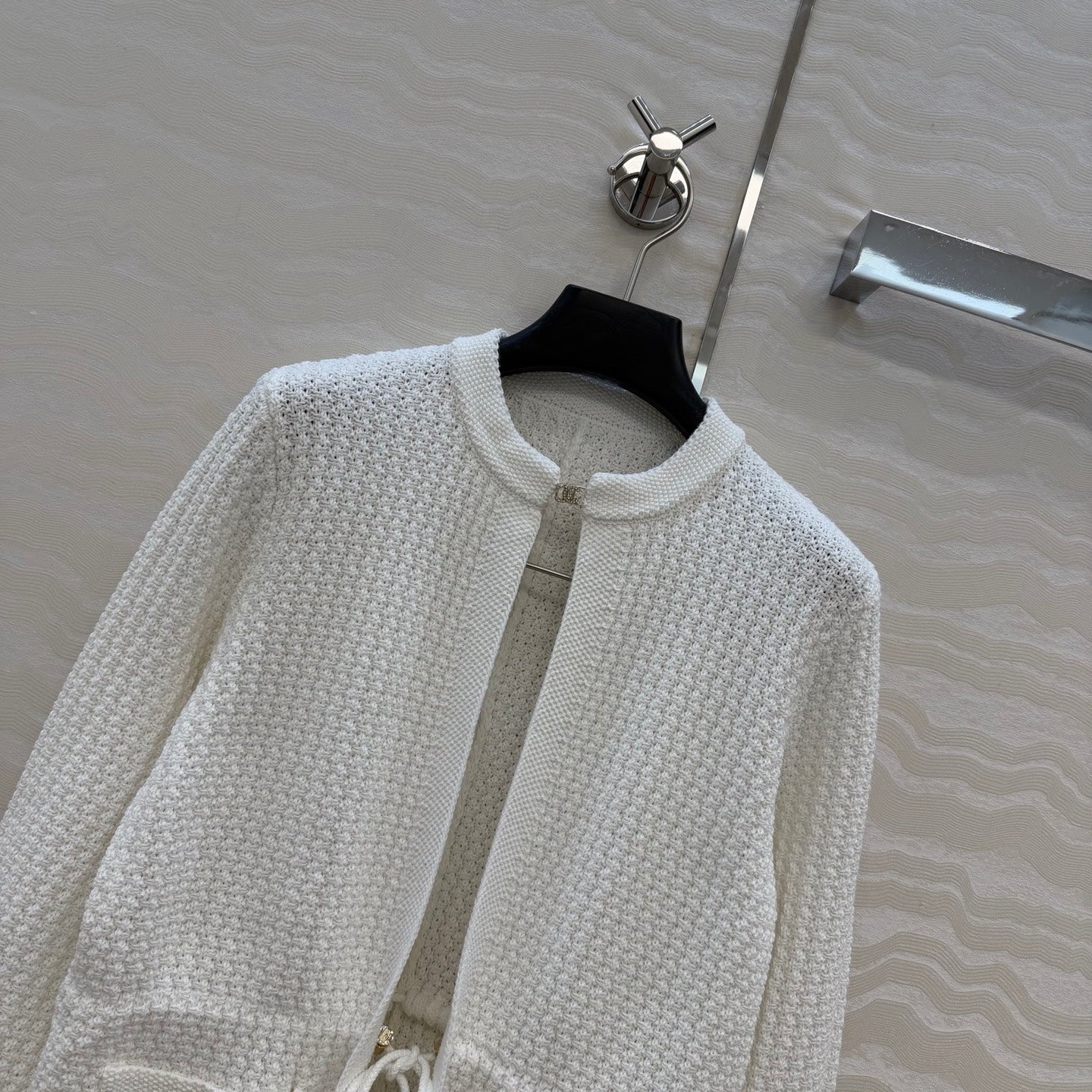 Rhinestone-embellished button-down cardigan jacket