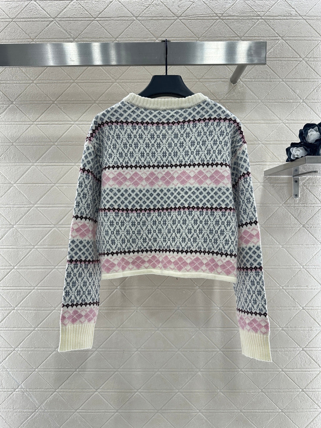 crew neck Fair Isle pullover sweater