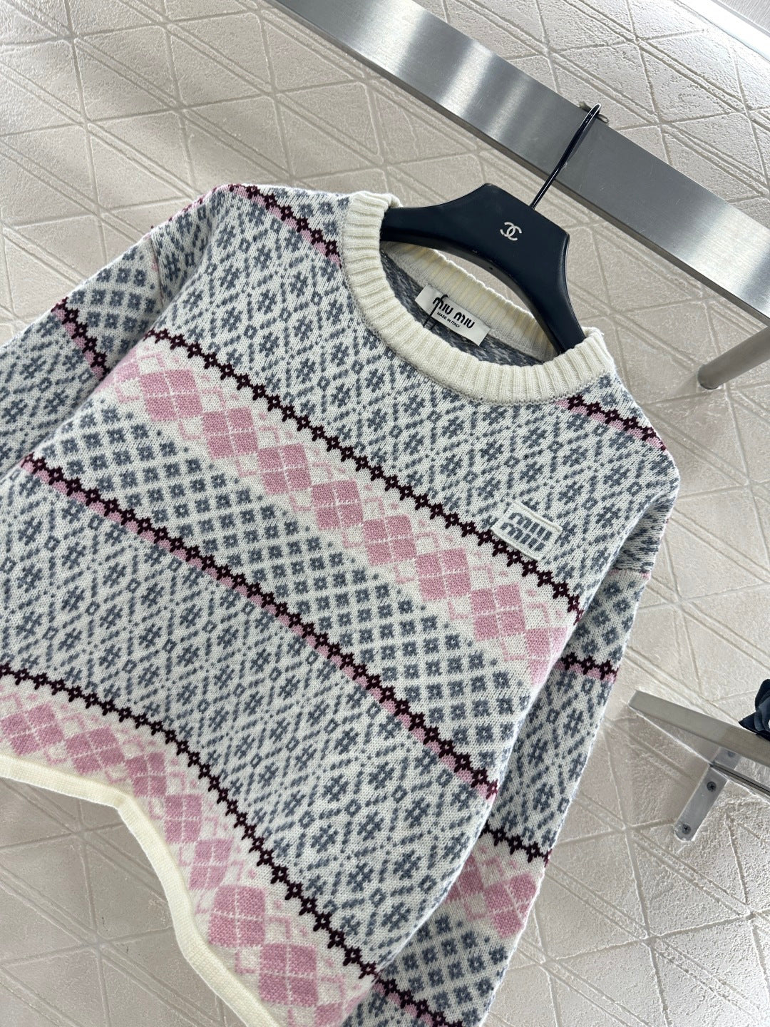 crew neck Fair Isle pullover sweater