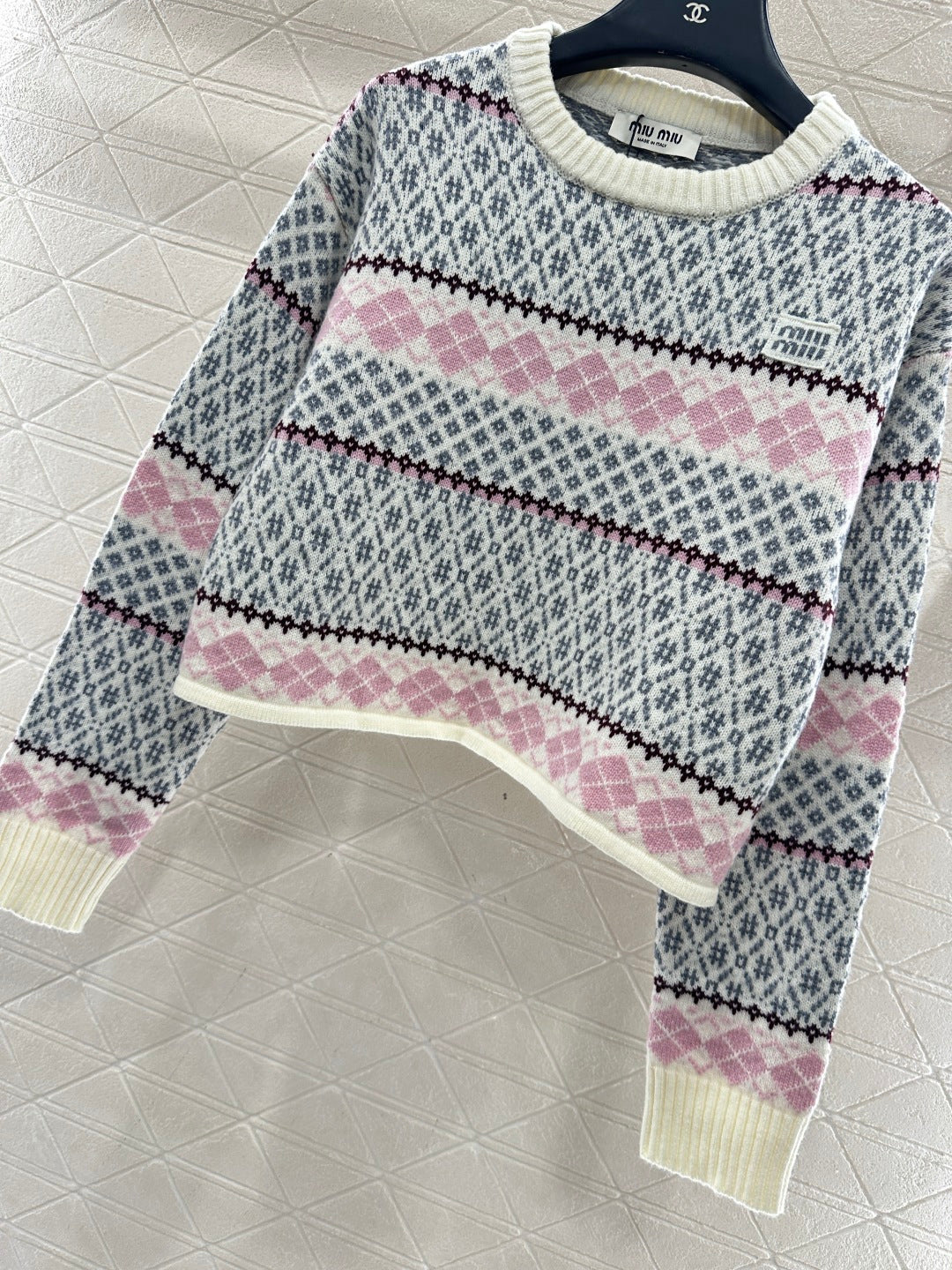crew neck Fair Isle pullover sweater