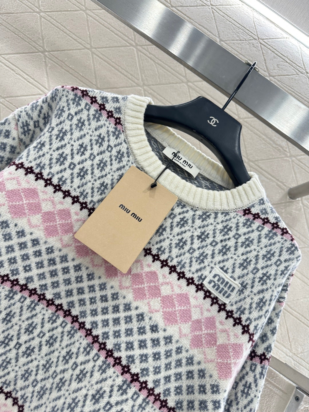 crew neck Fair Isle pullover sweater