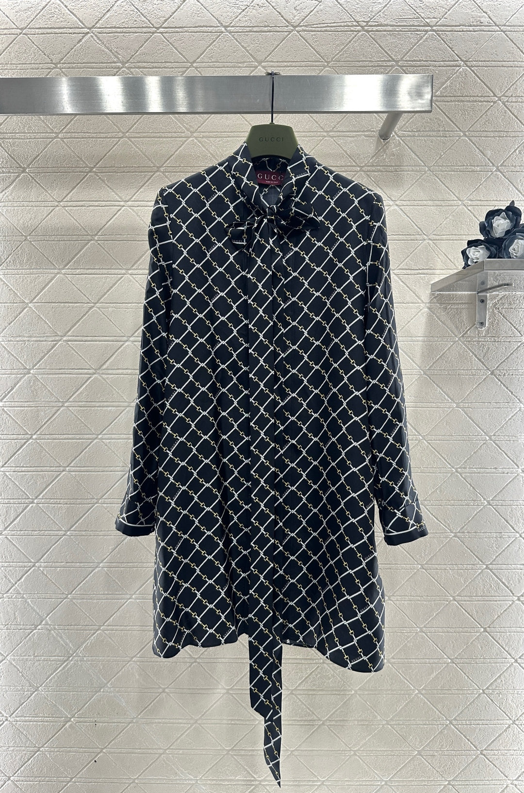 Silk dress with flowing ribbons