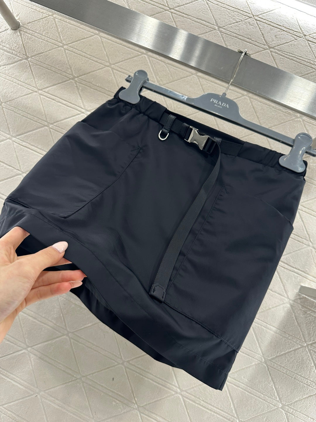 Workwear-style skirt with belt and pockets