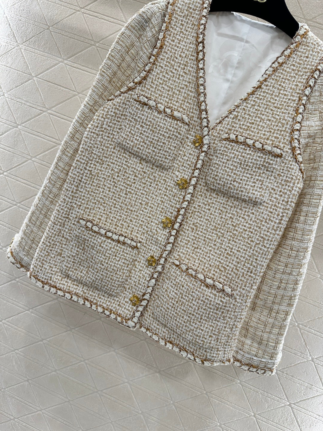 Bound-edge faux two-piece jacket
