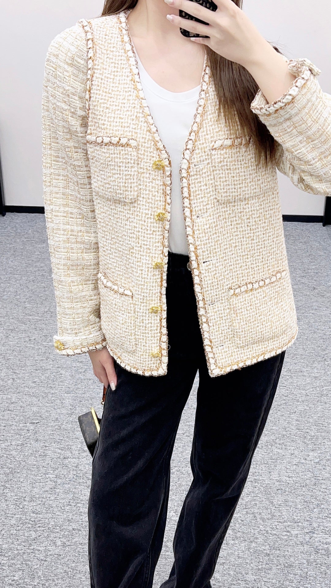 Bound-edge faux two-piece jacket