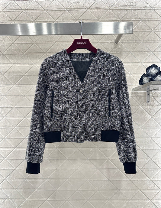 Gray tweed jacket and skirt set