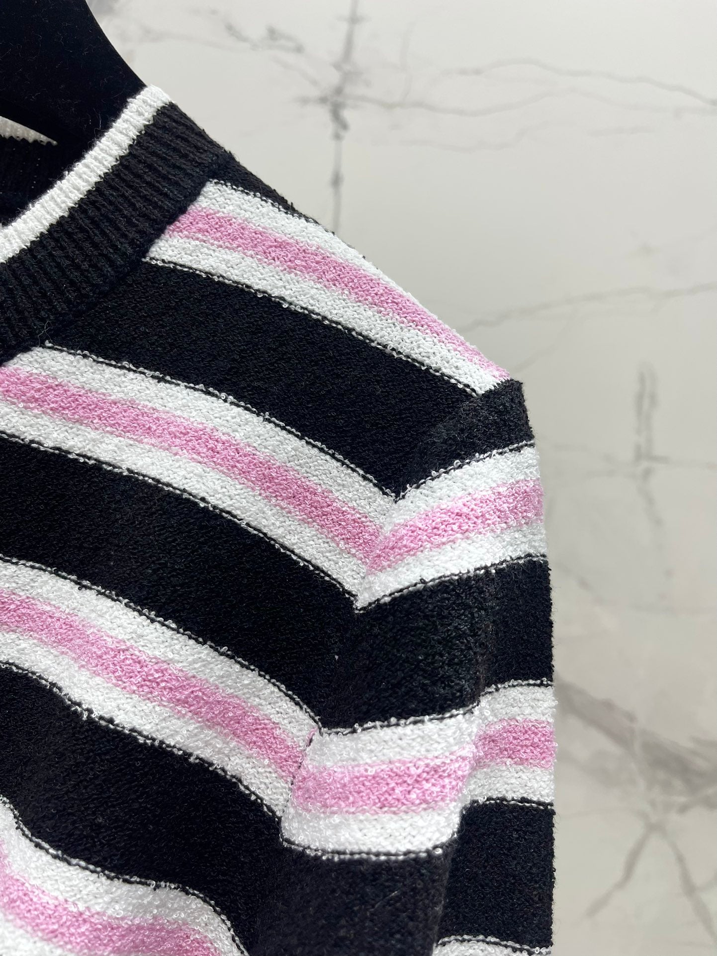 Striped color-block knit cardigan