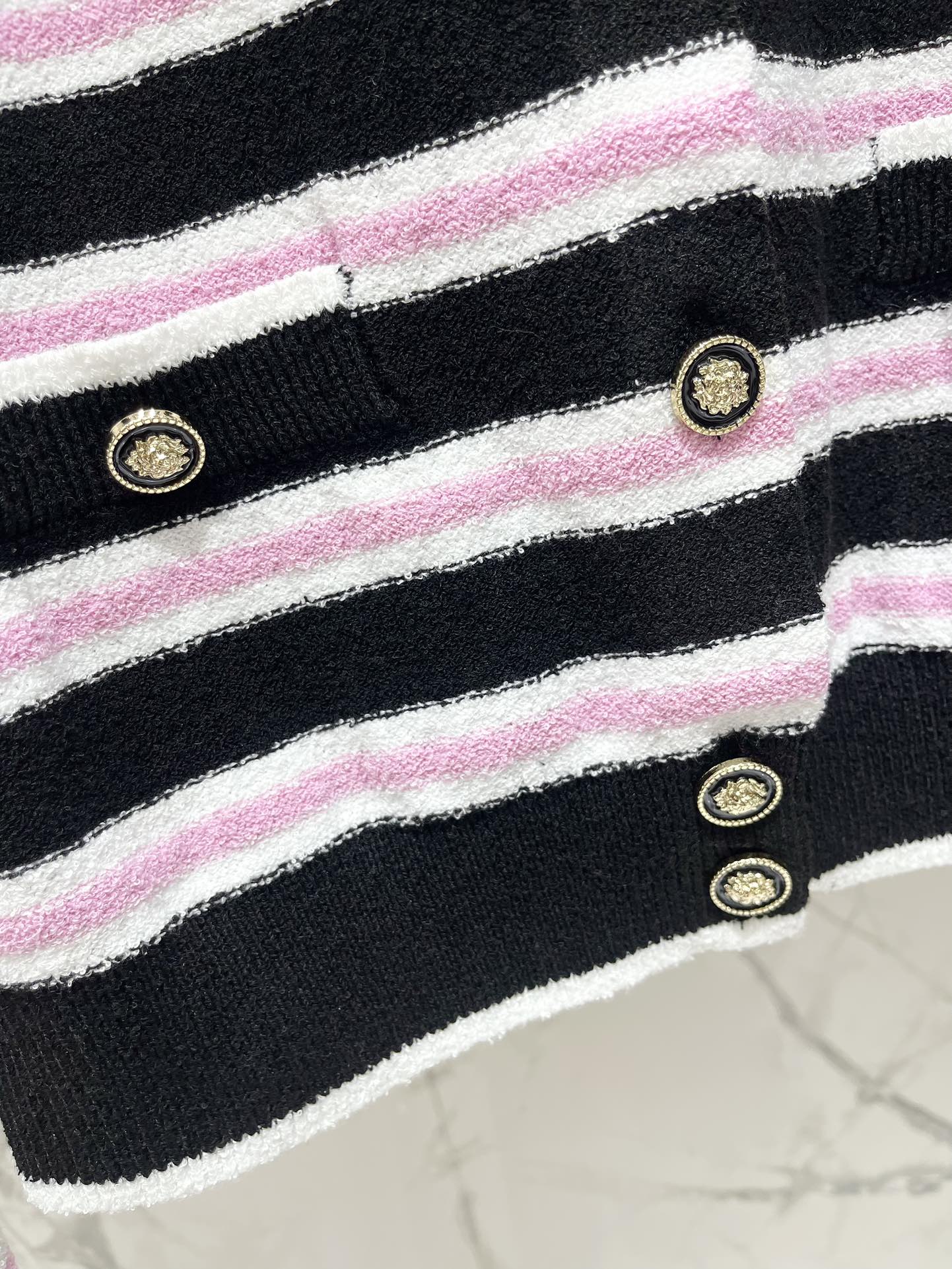 Striped color-block knit cardigan