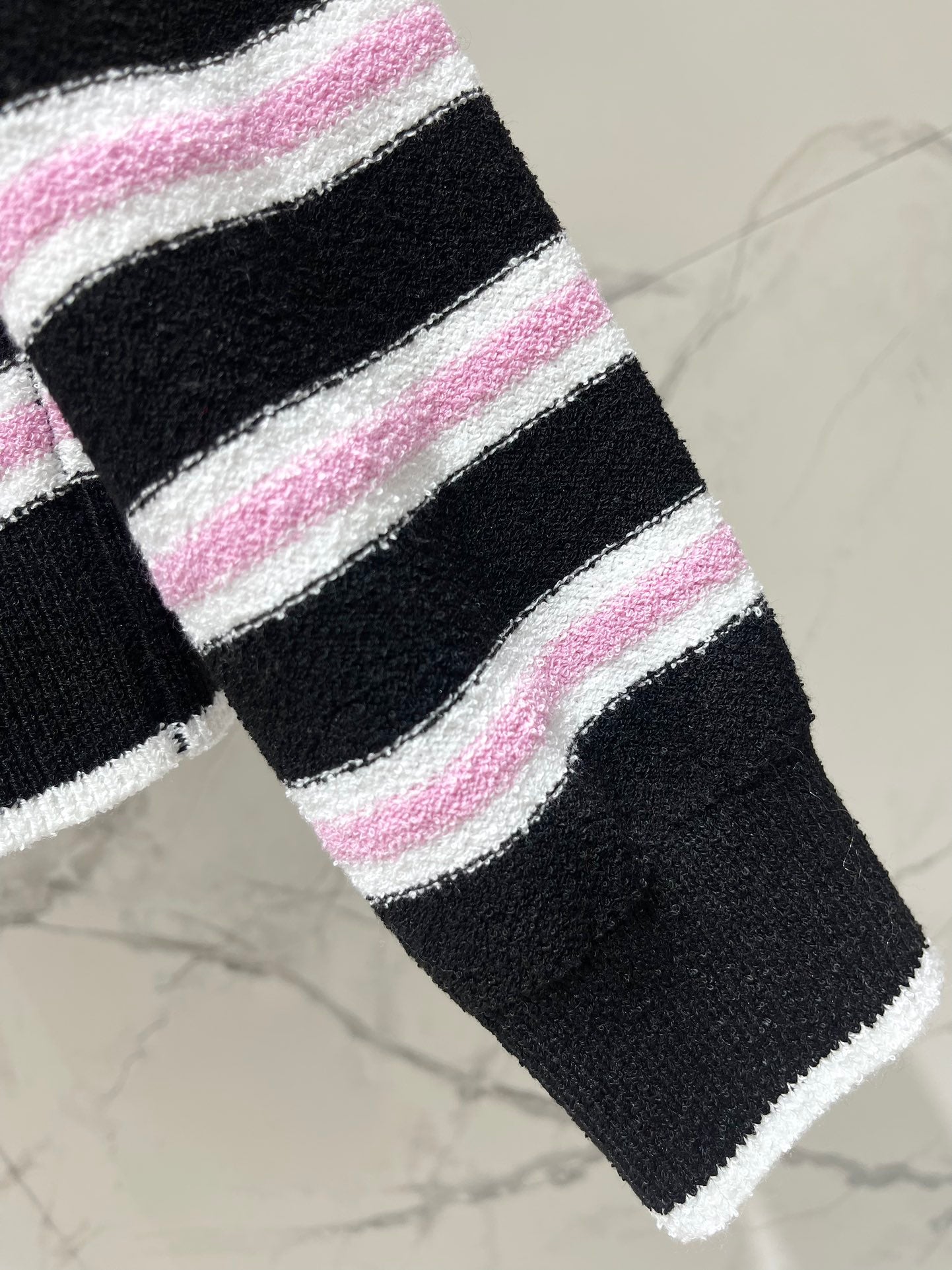 Striped color-block knit cardigan