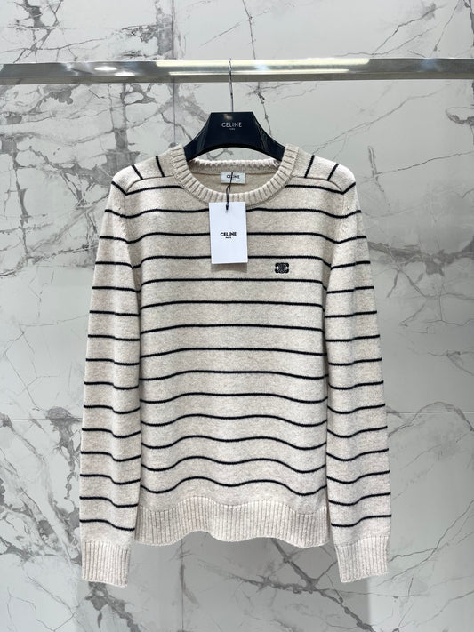 Striped wool crew neck sweater