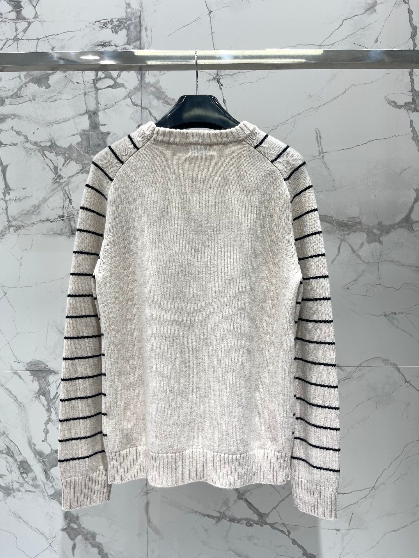 Striped wool crew neck sweater