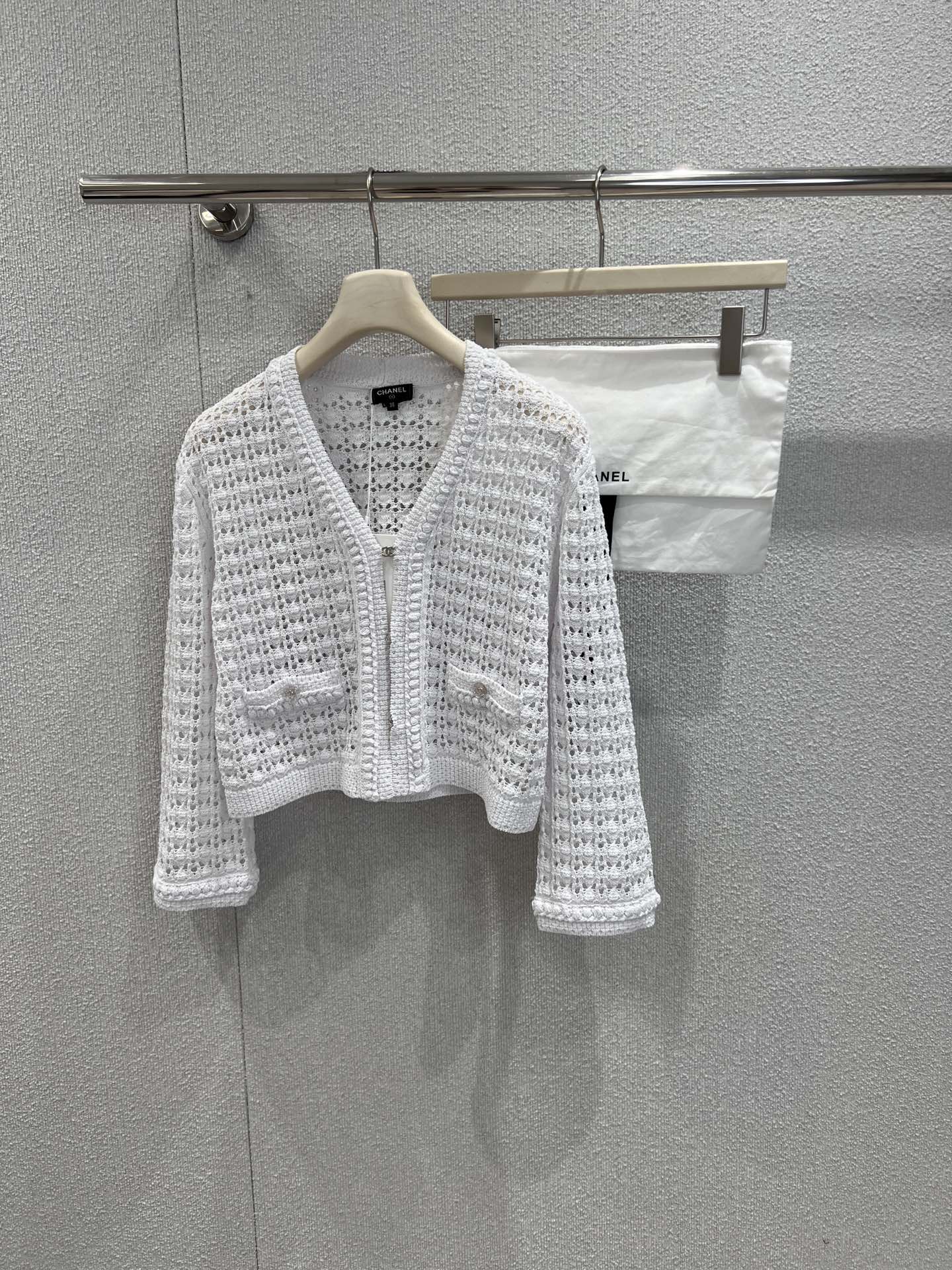 Openwork crochet knit cardigan