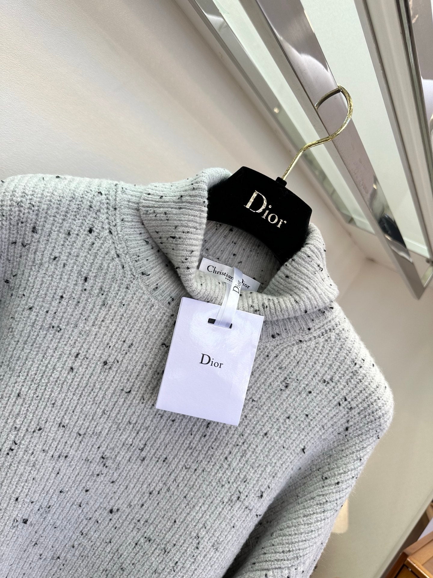 Gray polka dot knitted sweater