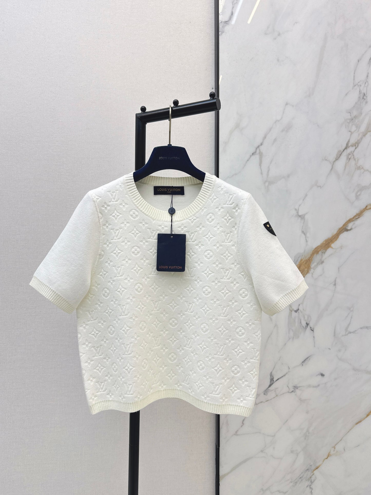 Jacquard monogram knit short-sleeved shirt