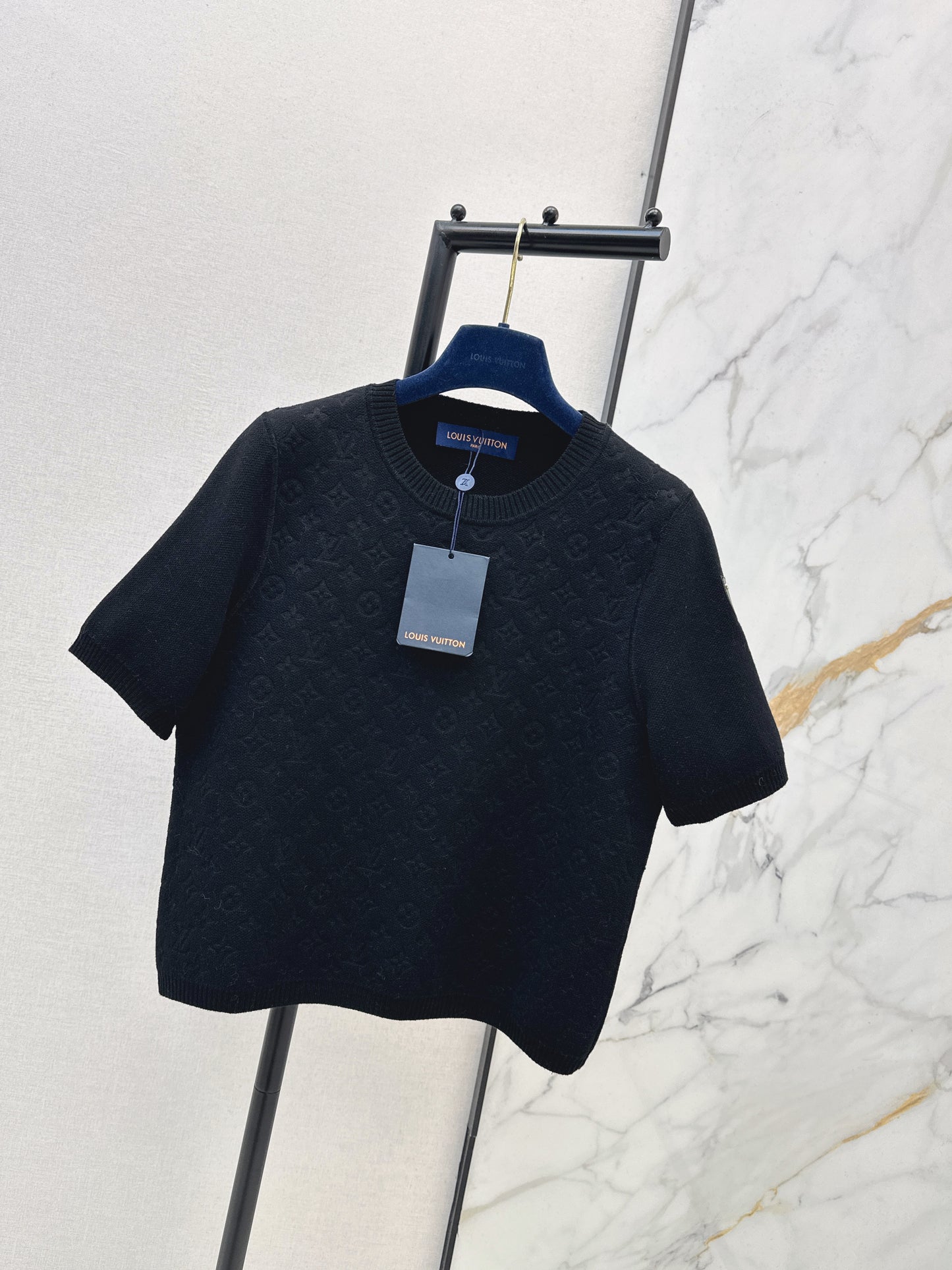 Jacquard monogram knit short-sleeved shirt
