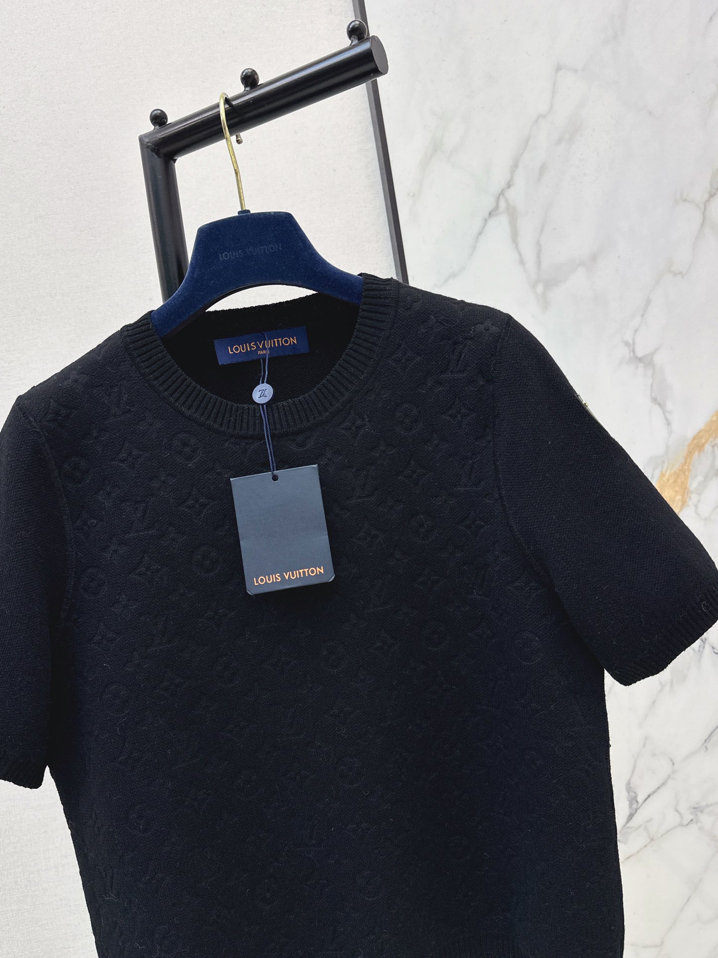 Jacquard monogram knit short-sleeved shirt