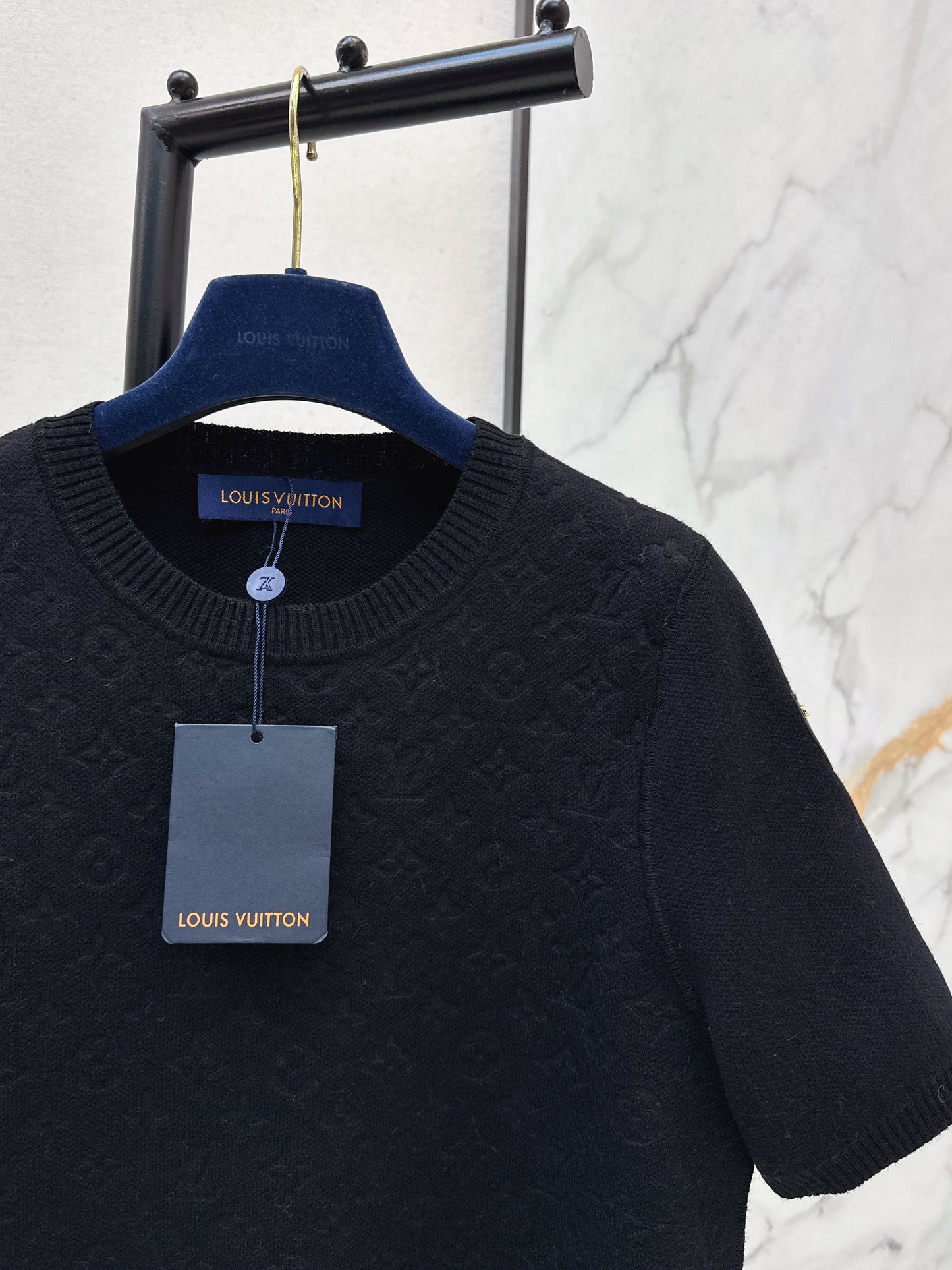 Jacquard monogram knit short-sleeved shirt
