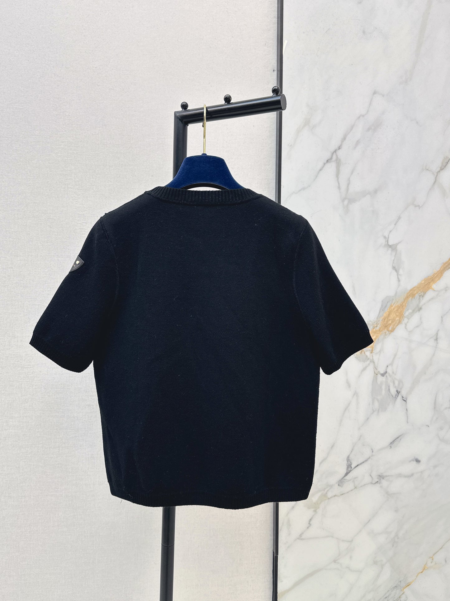 Jacquard monogram knit short-sleeved shirt