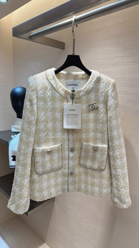 Silver sequined tweed short jacket