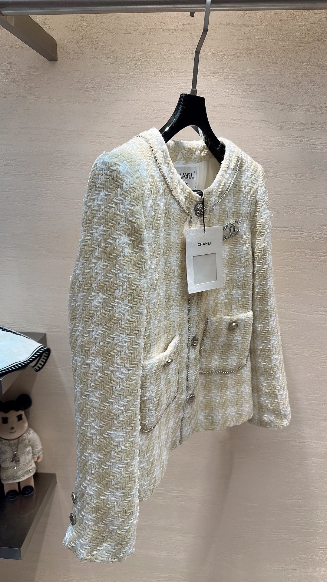 Silver sequined tweed short jacket