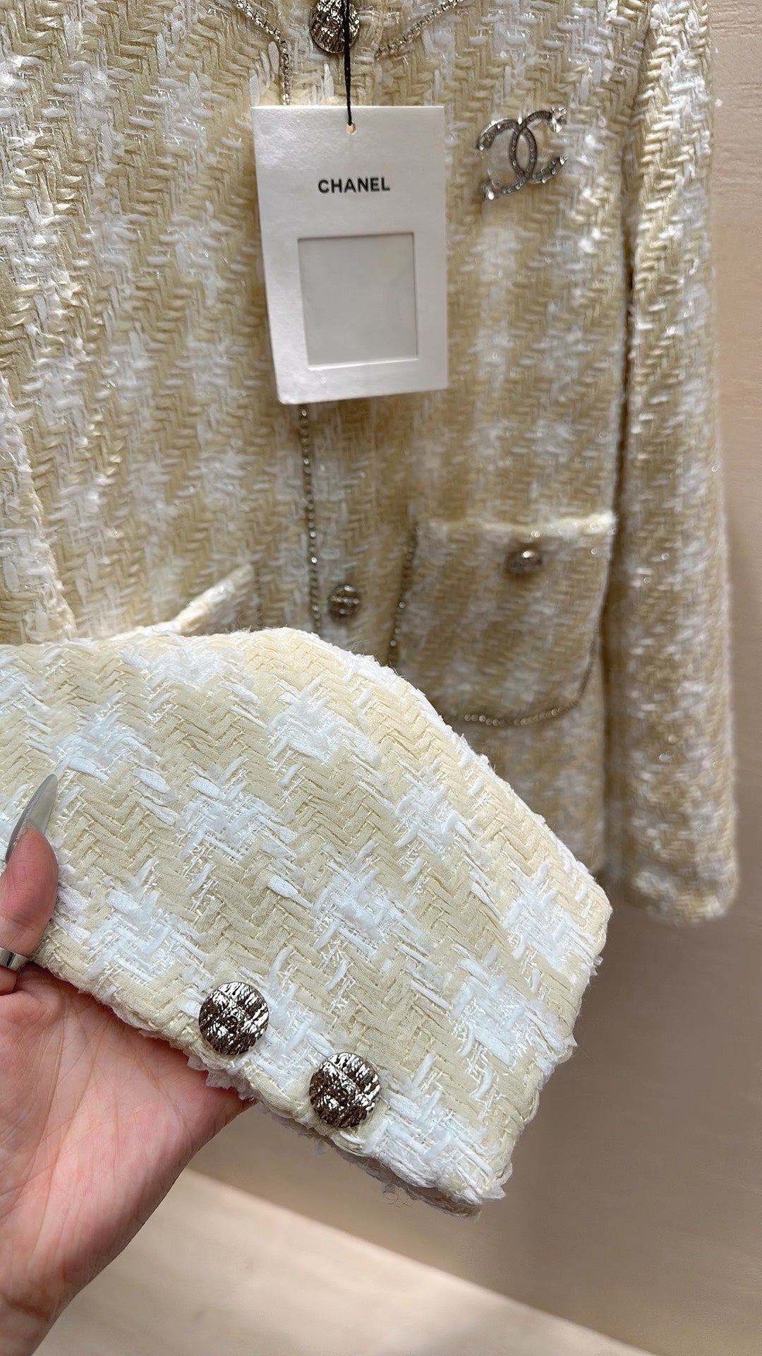 Silver sequined tweed short jacket