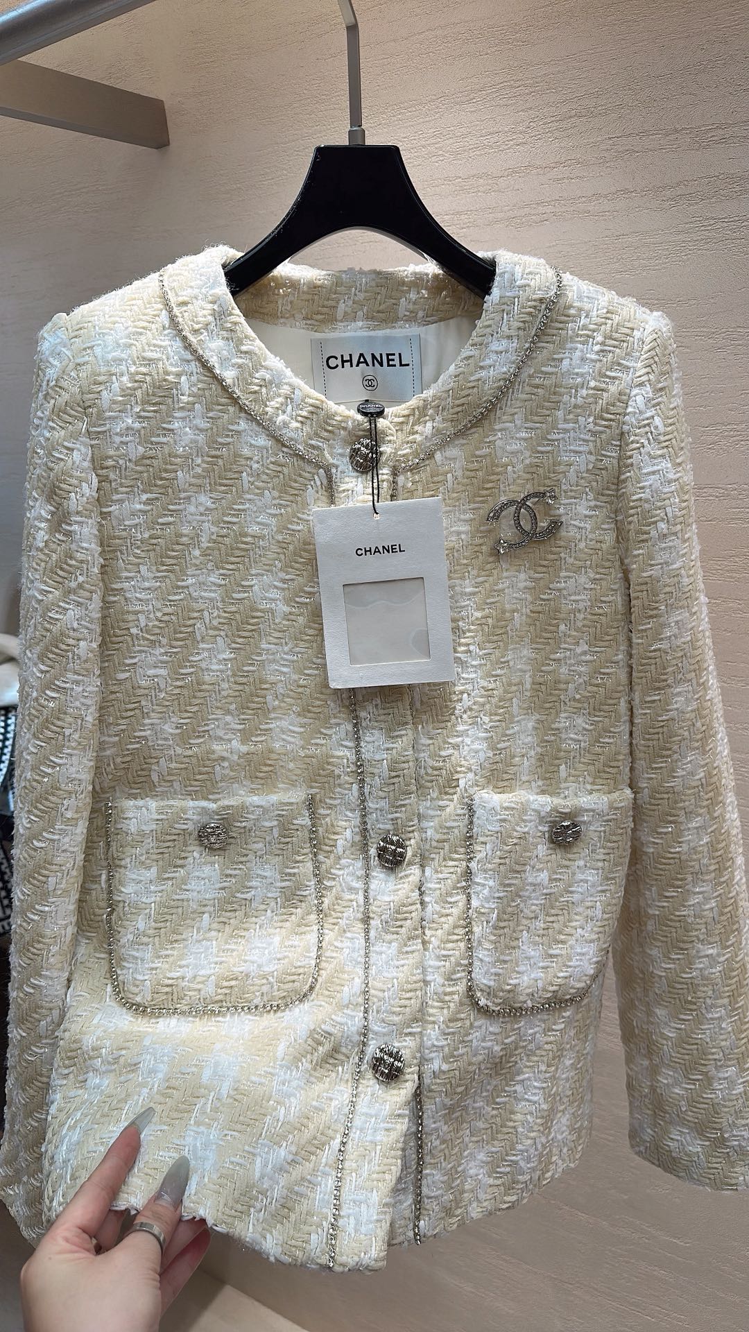 Silver sequined tweed short jacket