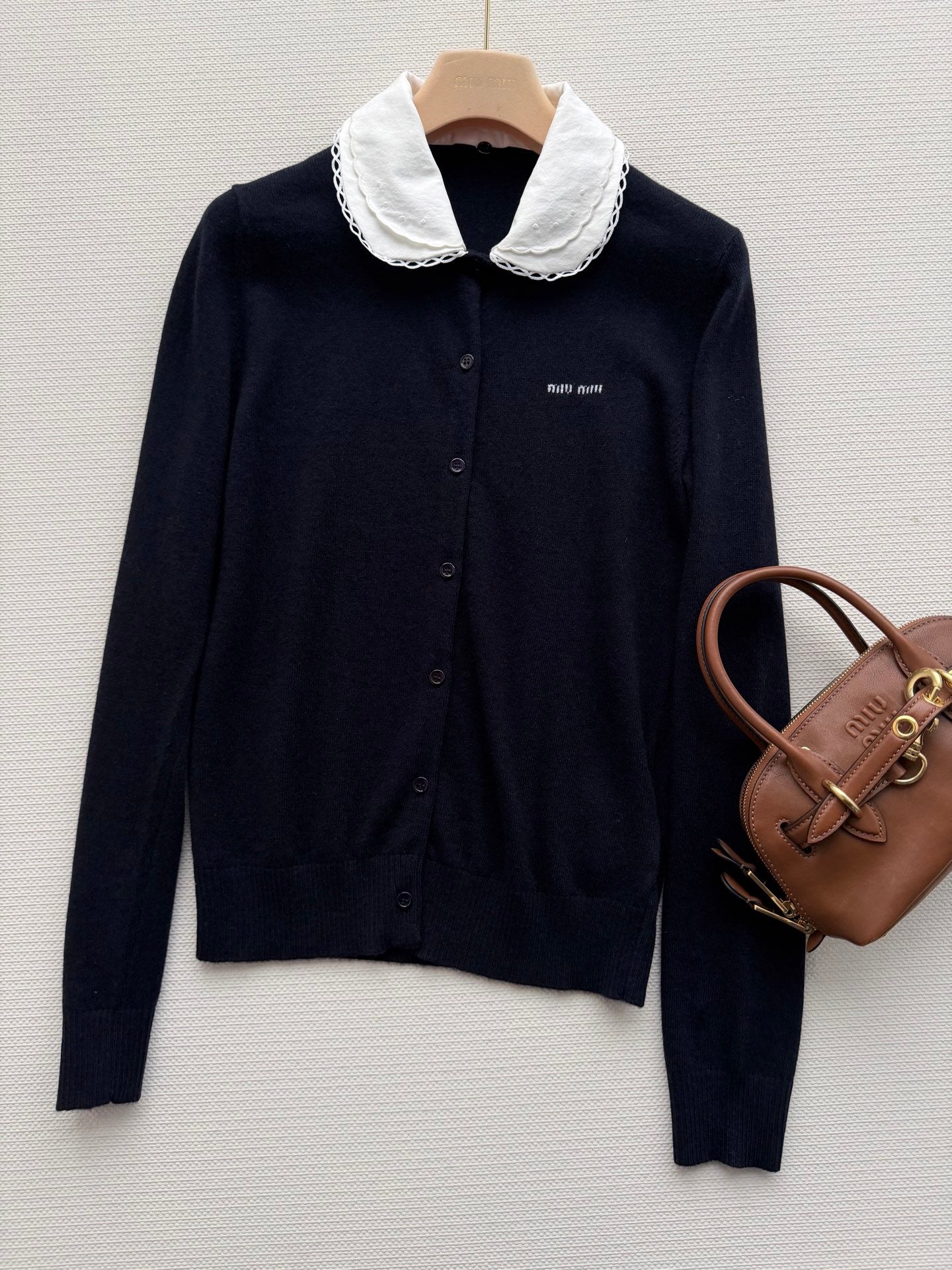 26 Detachable lace shirt collar knit cardigan