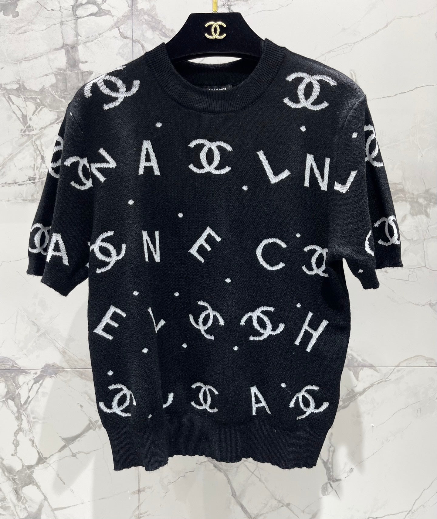 2026 New Printed Letter Knit Short-Sleeve T-Shirt